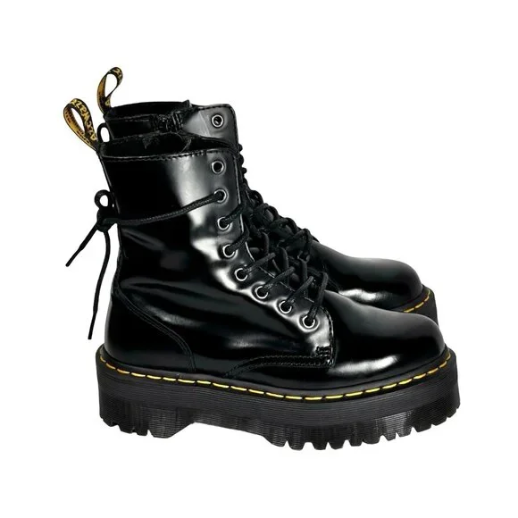 Dr. Martens Jadon Lace-Up Boots Sz 7 Black Leather Platform Airwair Goth Grunge - Picture 5 of 16